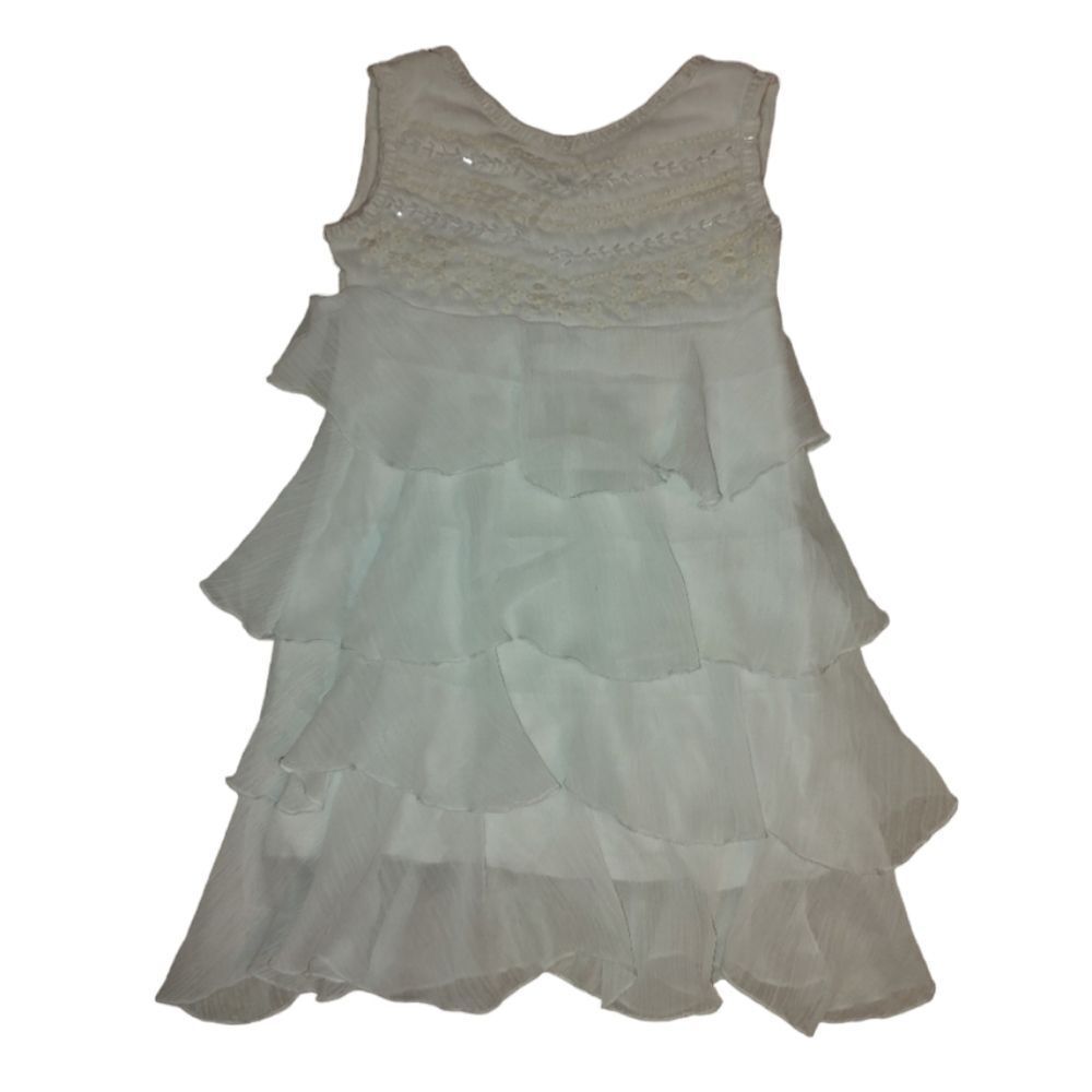 Girl & Co. White Sleeveless Ruffle Dress Girls Size 4